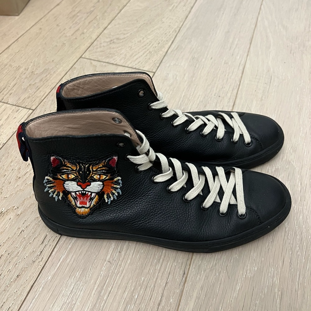 Gucci High Top Leather Sneakers Black Men’s 6.5 Used